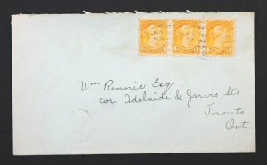 Canada #35i Used Strip Of Three On Cover Back Stamped Minden MR 23, 1898