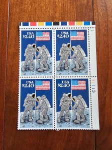 U.S. Scott #2419 Priority Mail Moon Landing - Plateblock of 4