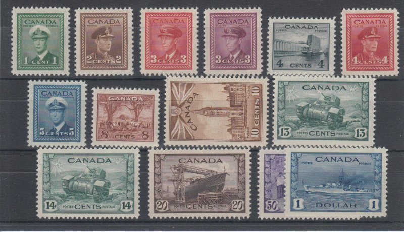 Canada Sc 249-262 MLH. 1942-43 KGVI War Issue VF