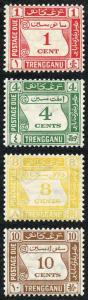 Trengganu SG D1/4 1937 KGVI Postage Due Set Wmk Mult Script CA M/M