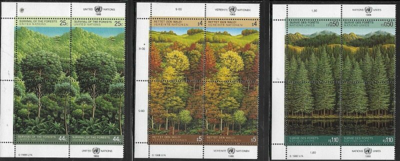 United Nations 1988 Survival of the Forrest IB Block of 4 SC#'s All Offices MNH