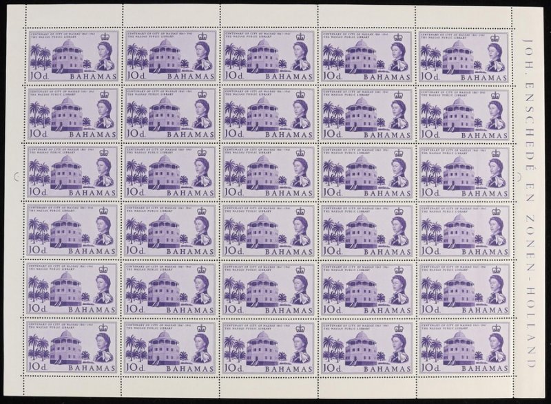 BAHAMAS 1962 Nassau Centenary set 8d & 10d full sheets with imprints. MNH **.