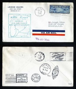 # C7 on CAM # 27 First Flight cover, Bay City, MI to Chicago, IL - 7-17-1928