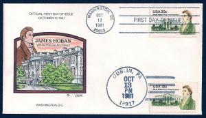 UNITED STATES FDC 20¢ James Hoban DUAL 1981 Collins H-P M401