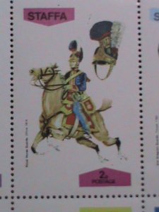 STAFFA-SCOTLAND-UNIFORMS ON HORSES SOLDERS MNH  S/S VF EST.VALUE $12