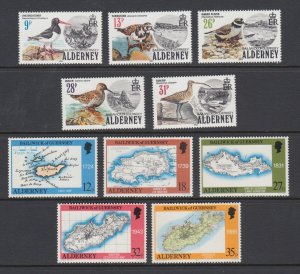 Alderney, Sc 13-17, 37-41, MNH. 1984 Birds, 1989 Maps, 2 cplt sets, VF+