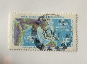 Ceylon 1972 Scott 469 used - 85c, UN emblem & map, ECAFE 25th anniv.