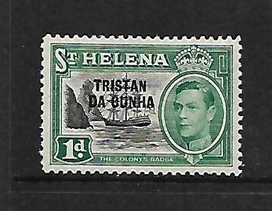 TRISTAN DA CUNHA, 2, MINT HINGED, OVPTD, STAMPS OF ST. HELENA