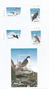 TADZHIKISTAN - 2000 - Birds of Prey - Perf 4v Set & Souv Sheet - M L H