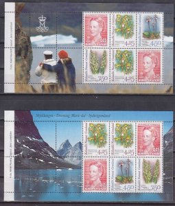 Greenland, Scott cat. 283a. 2 Orchid Booklet Panes issue.   ^