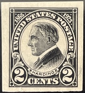 Scott #611 1923 2¢ Warren G. Harding imperforate unused no gum F/VF