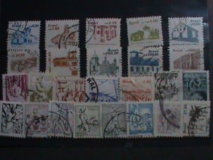 BRAZIL STAMP:VERY OLD 25 DIFFERENT IN 2 SETS BUILDING & PROFESSIONAL WORKERS- #G