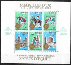 Rwanda #254a  1968 Olympics S/S Gold Medal overprints (MNH) CV $70.00