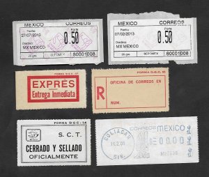 SE)2014 MEXICO, 6 REGISTRATION LABELS - FORM D.G.C, USED CIRCULATED