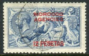 MOROCCO AGENCIES-1914-26 12p on 10/- Blue.  A fine used example Sg 141