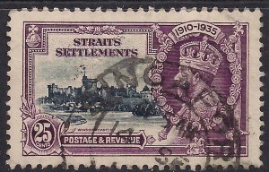 Straits Settlement 1935 KGV 25ct Silver Jubilee used SG 259 ( F395 )