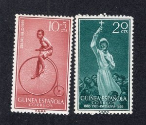 Spanish Guinea 1958 20c Missionary & 1959 20c+5c Semi-Postal, Scott 358, B55 MH