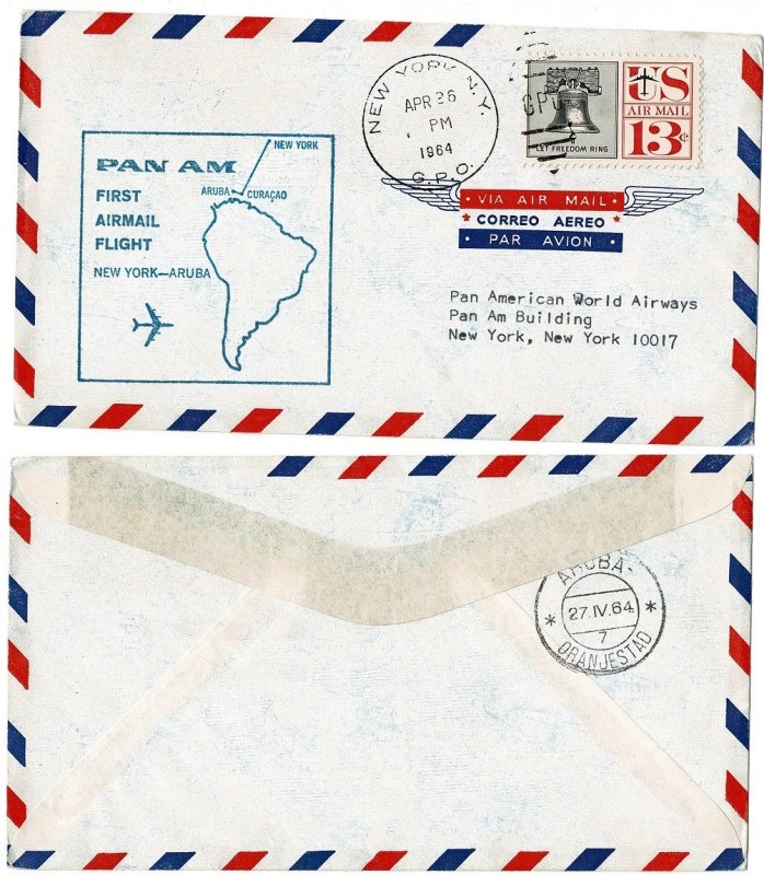 USA 1964 PanAm First Flight NY to Aruba