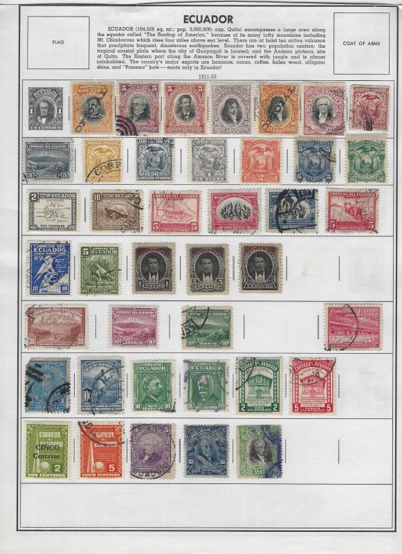 ECUADOR - USED & MINT STAMPS HINGED ON PAGES 