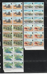 Jersey 231-235 Blocks Of 6 Set MNH Motorcycles And Cars (C)