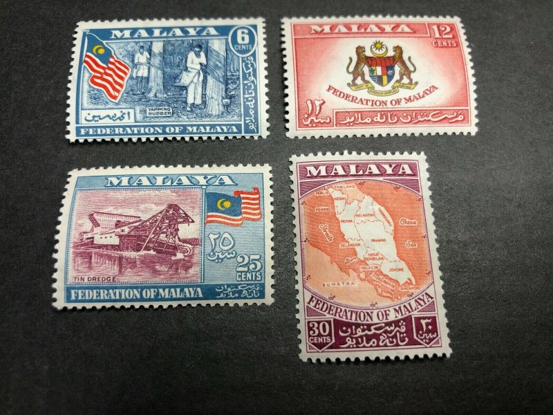 Malaya -- Federation of Malaya Scott 80-83 Mint OG CV $8