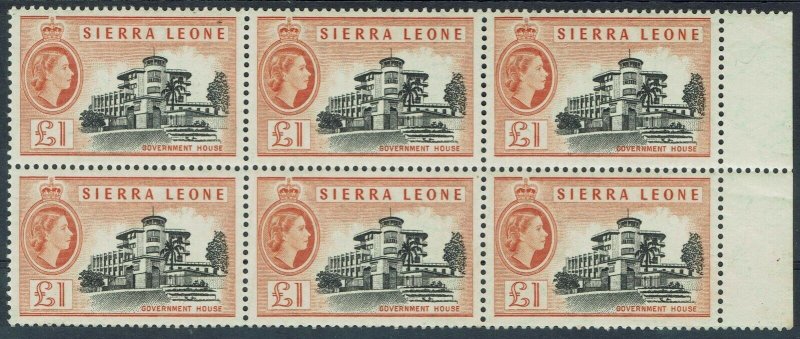 SIERRA LEONE 1956 QEII GOVERNMENT HOUSE 1 POUND MNH ** BLOCK 