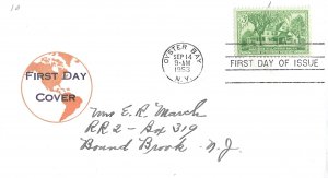 1953 FDC, #1023, 3c Sagamore Hill, Van Dahl