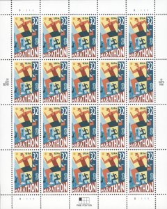 1996 US Scott #3067, 32c Marathon, Complete Sheet of 20 MNH