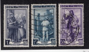 Italy 1955 1 l, 15 l & 50 l Italy at Work, Scott 669, 671, 673 used