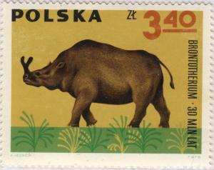POLOGNE / POLAND 1966 Mi.1661 3.40Zl Brontotherium, Prehistoric Animals (II) **