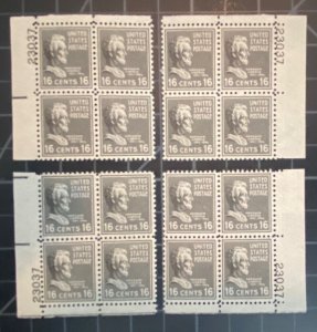 US Stamps-SC# 821 - 16 Cent - MNH - Match Med Plate Blocks Of 4 - SCV $28.00