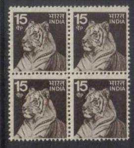 INDIA 1974 ANIMAL, WILDLIFE - WHITE TIGER  BLOCK OF 4 MNH** Inde Indien