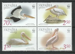 Ukraine MNH Block 696 Pelicans Birds Fauna WWF 2007