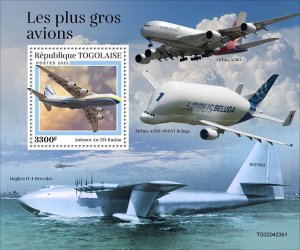 TOGO - 2022 - Largest Aircraft - Perf Souv Sheet #1 - Mint Never Hinged