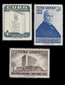 Cuba 1957 Scotts #582,C167-C168 VF MLH Jose Masrti National Library