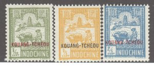 France- Offices In China Kwangchowan, Scott #75-77, Unused, Hinged