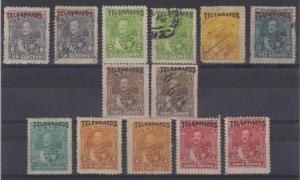 ECUADOR 1892-94 TELEGRAPH Sc Unlisted Yvert TT1-8 (13x) SET MINT & USED CV$65+ 