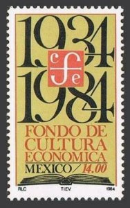 Mexico 1360 block/4,MNH.Michel 1907. Economic Culture Fund,50th Ann.1984.