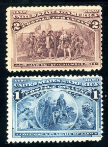 USAstamps Unused FVF US 1893 Columbian Expo Scott 230, 231 OG MNH SCV $64