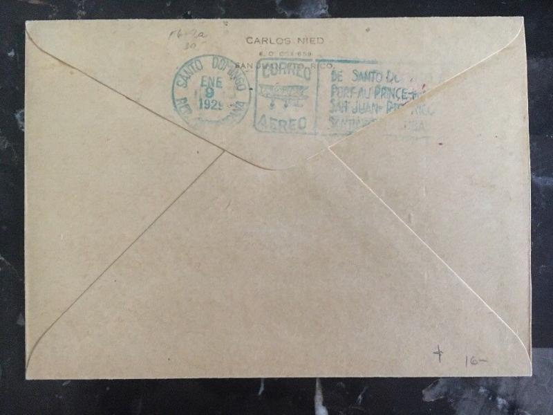 1929 Puerto Rico Usa FFC First Flight Cover FAM 6 PAA To Dominican Re Map Cachet