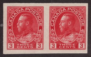 1924 CANADA #138 VF MNH - KGV 3¢ Carmine - Admiral Imperforate Pair cv $100