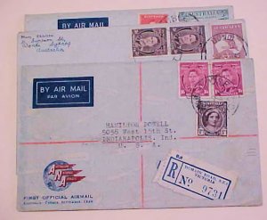 AUSTRALIA  FLIGHT COVERS REGISTERED DOMAIN 1946 SEPT 13 also SEPT 14 BOTH TO USA 