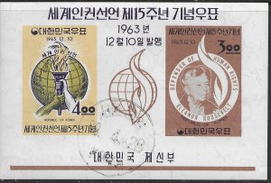 Republic of Korea. Souvenir Sheet. cancelled. Eleanor Roosevelt  1963.