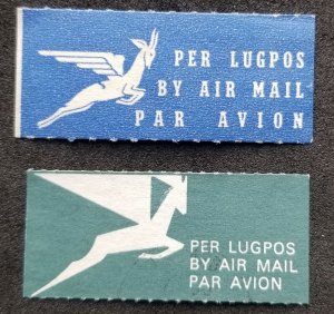 *FREE SHIP South Africa Lugpos Post Par Avion Airmail Sticker Label pair MNH