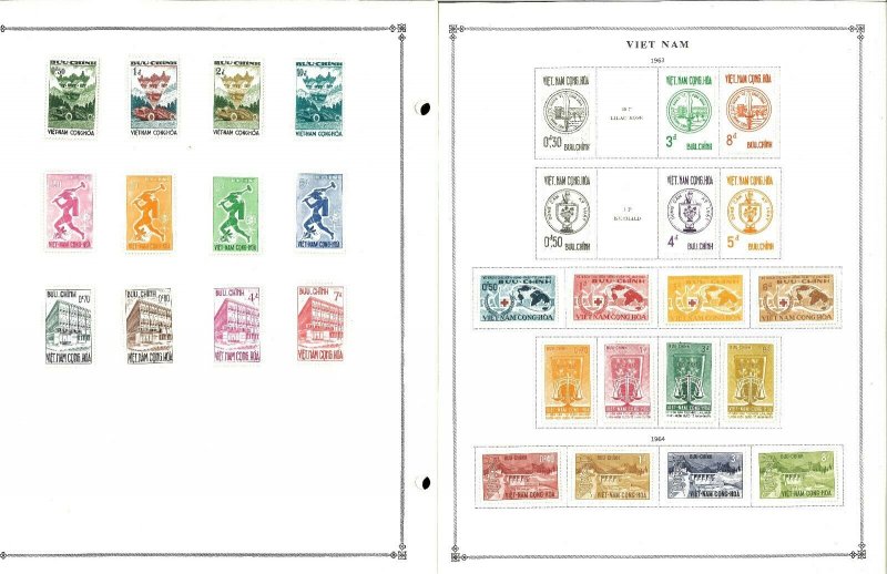 Viet Nam 1956-1975 M&U Hinged on 20 Scott International Pages.