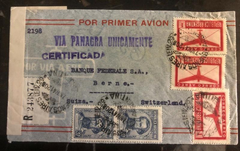 1941 Buenos Aires Argentina First Flight Cover FFC To Bank Berne Switzerland