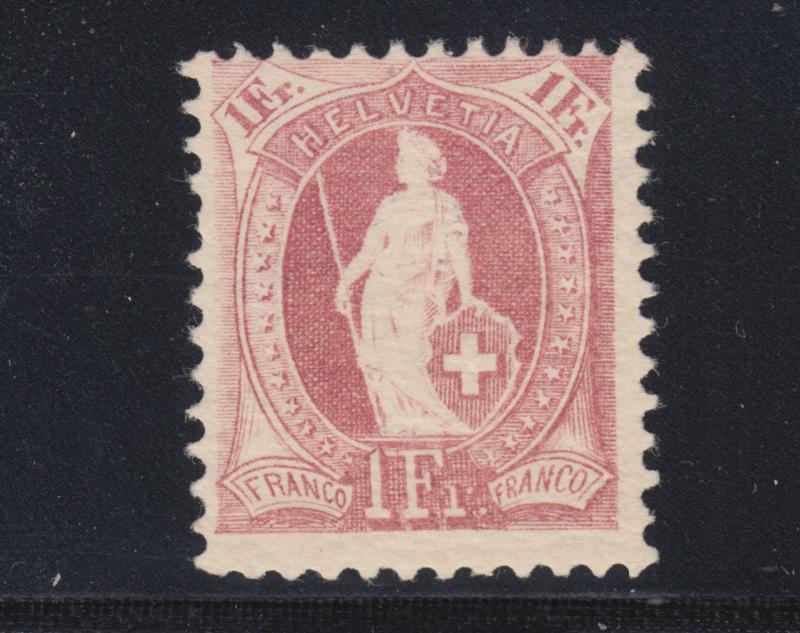 Switzerland Sc 87b MLH. 1901 1fr claret Helvetia, perf 11½x12.