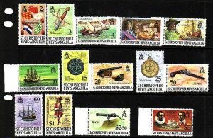 St Kitts Nevis-Sc#206-22 ex 206-7,214- id11-Unused NH set-1970-