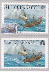 Guernsey # 436-440, Anson's Circumnavigation, Maxi Cards