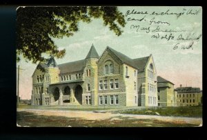 ?  1907 to USA, Kingston 1c Edward physics bldg  used postcard Canada